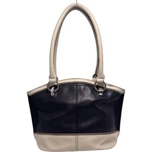 VTG Triganello Black Shoulder Bag Pebbled Leather Cream Block Clean Girl Preppy